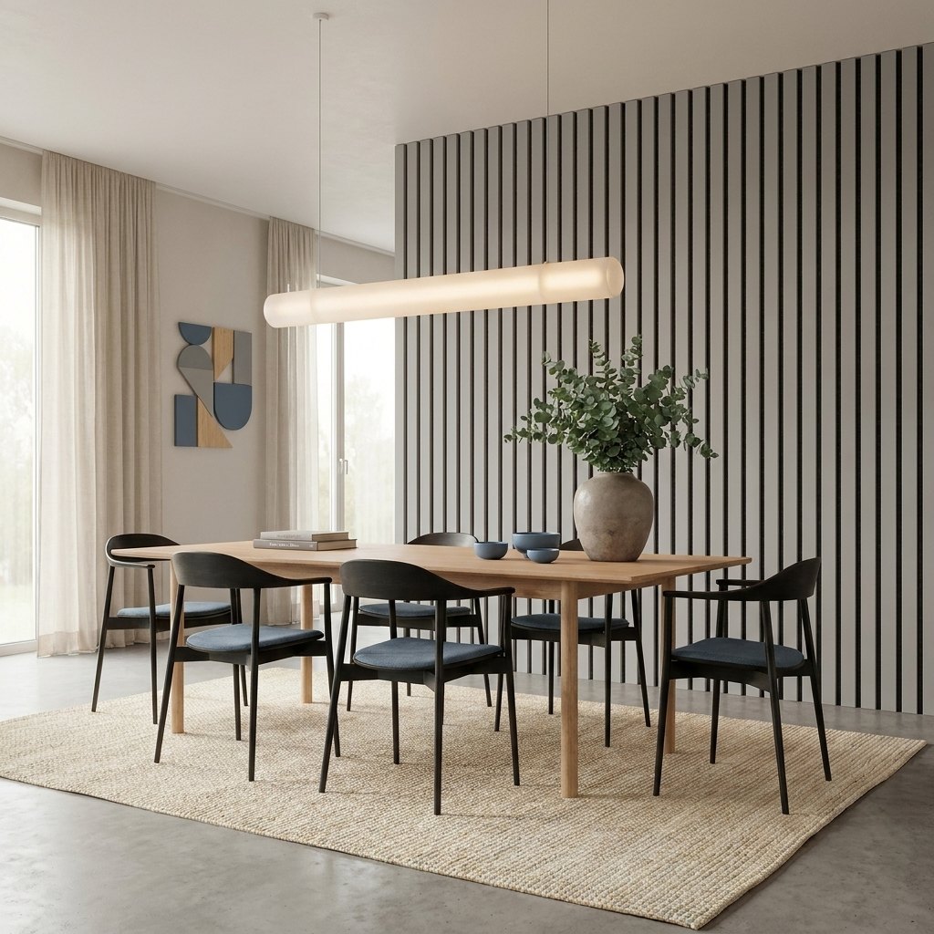 Veneer Slat Feature Wall Panels — 270 × 110 cm — Gray