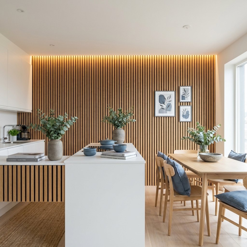 Veneer Slat Feature Wall Panels — 270 × 110 cm — Oak