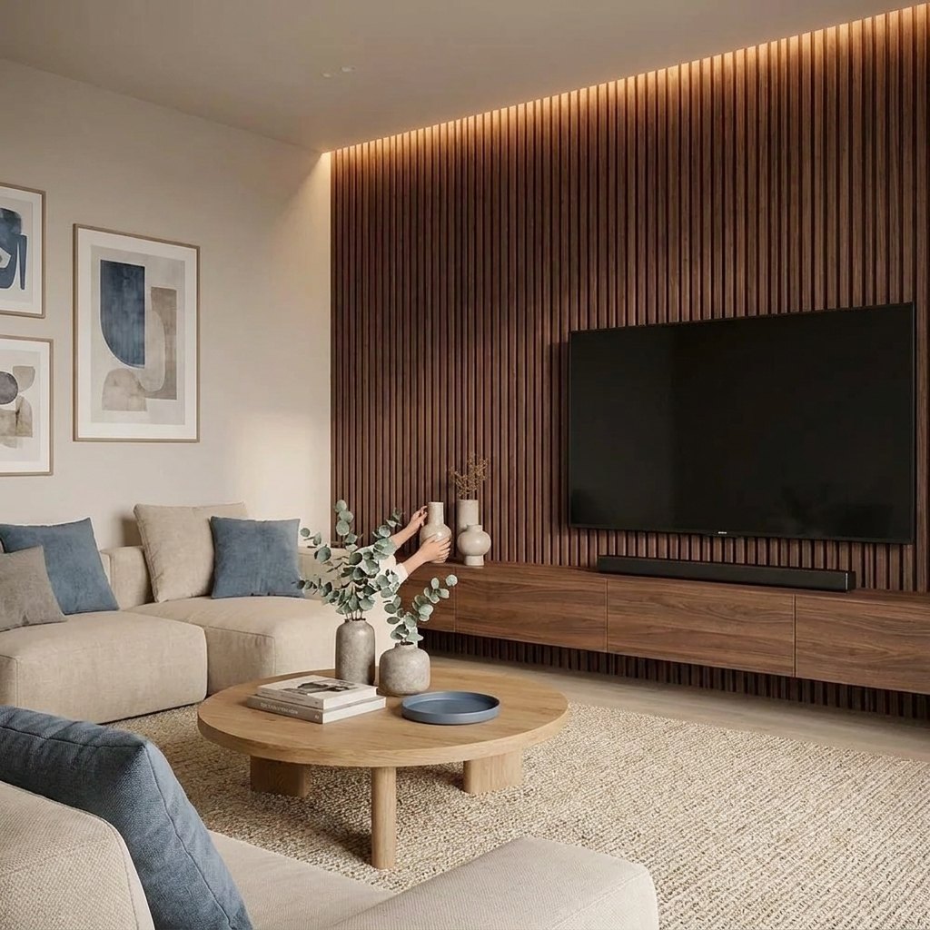 Floating Media Shelf with Cord Hole — 120 cm